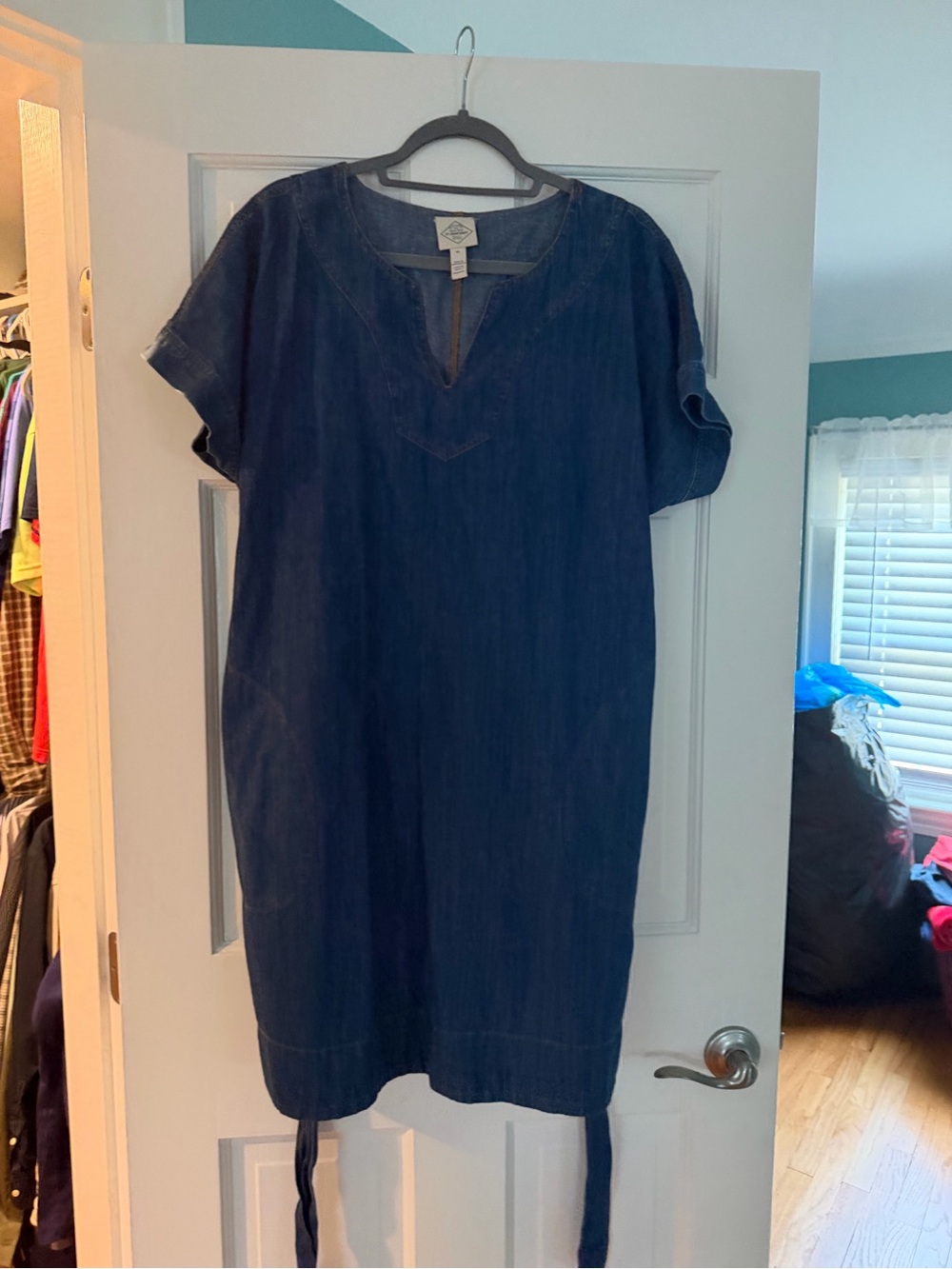 St. John's Bay Blue Denim Tunic with Contrast Stitching